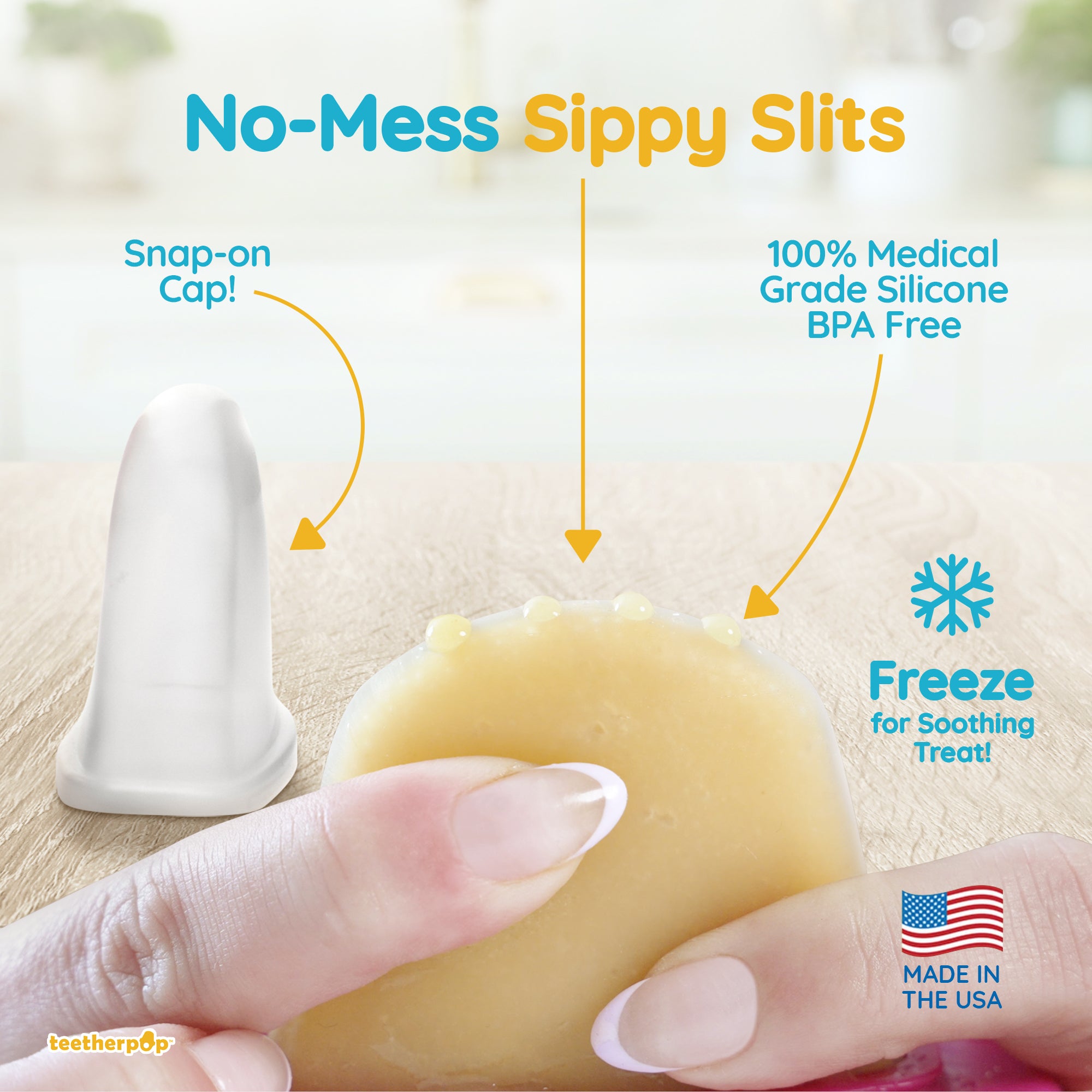 Close-up of innovative no-mess design and texture with cap 